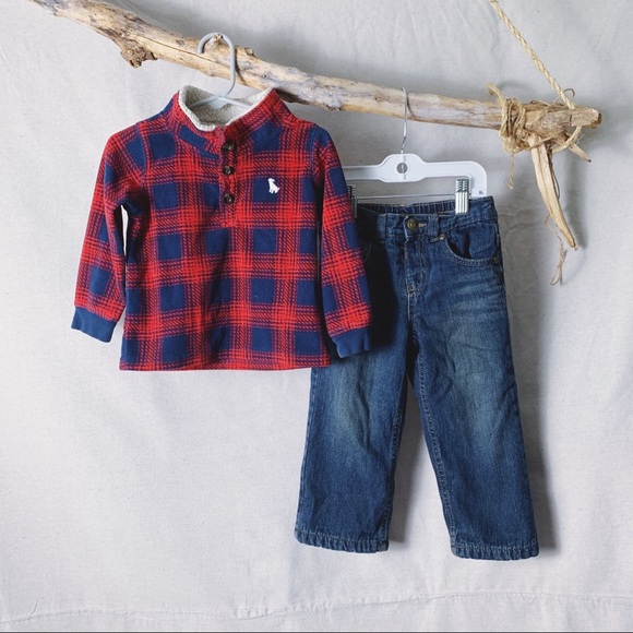 Carter's Other - Carter’s Fleece Plaid Zip & Fleece Lined Jeans